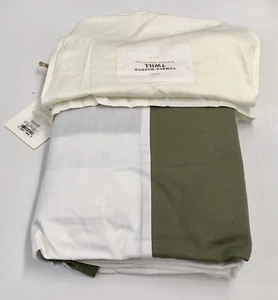 Restoration Hardware Tumble-Washed Twill Bed Skirt Cotton Linen Full Moss $89 - Picture 1 of 7