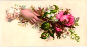 Antigua tarjeta de visita victoriana de mano con ramo floral en relieve años 1880 - Imagen 1 de 1