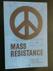 VINTAGE POSTER , MASS RESISTANCE FLYER , PEACE PROTEST , COLD WAR , HISTORY - Picture 1 of 8