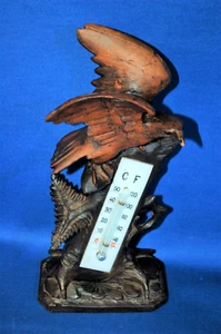 A 19th century Black Forest carved wooden sparrowhawk bird thermometer - Picture 1 of 6