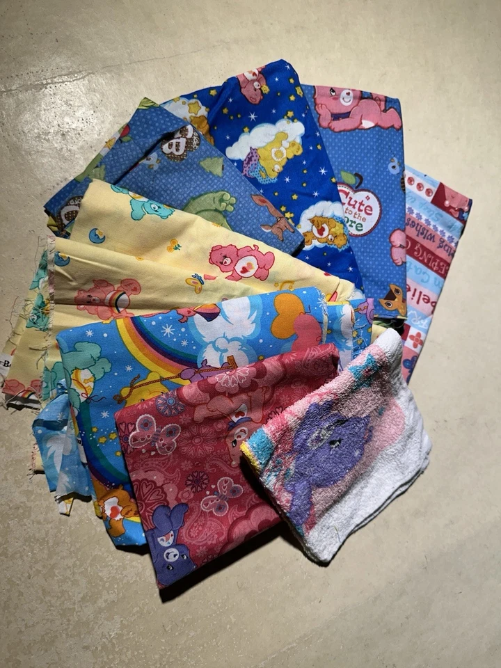 Care Bare Fabric Scraps(1/5yds+Smaller Pcs.) Also Bonus Wash Cloth NNT - Image 1 of 4