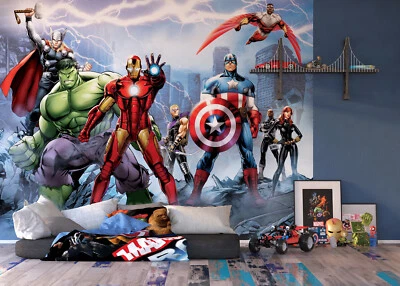 Kids room Wall Mural wallpaper 141x100 inch Comics super heroes Marvel - Image 1 of 4