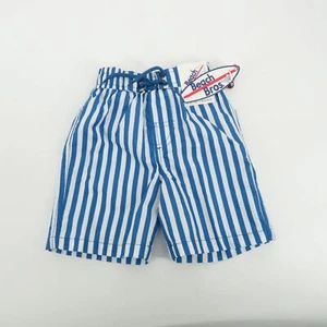 Beach Bros. Cabana Stripe Blue White Toddler Boy Swim Trunks 3T NWT $28 - Picture 1 of 3