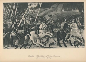 100+yr Original c1924 Antique Art Print THE ROUT OF SAN ROMANO By Paolo Uccello - Picture 1 of 2