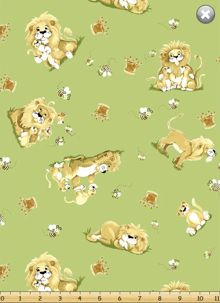 Tela de edredón verde arrojado Susybee Lyon the Lion vendida por 1/2 yarda #20345-830 Foto 1 de 1