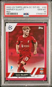 2022-23 Topps UEFA 1st Edition Harvey Elliott Red 5/5 Color Match PSA 10 POP 1 - Picture 1 of 3