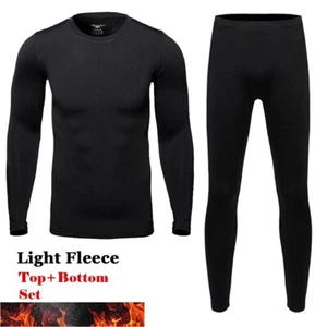 Mens Winter Thermal Thin Fleece Lined Top & Bottom Tight Long John Underwear Set - Picture 1 of 11
