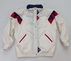 Vintage 90s Women's Jacket Impressions By Izzi Size XL White Blue Red - Picture 1 of 20