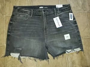 NEW OLD NAVY SZ 16 HIGH RISE SECRET SLIM POCKETS DENIM SHORTS BLACK 3208 - Picture 1 of 3