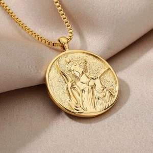 Collar colgante de monedas de oro de 18 quilates mitología griega, oro diosa artemisa - Imagen 1 de 6
