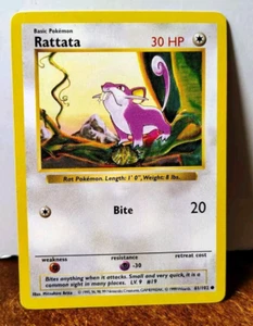 POKEMON RATTATA 61/102 SHADOWLESS BASE SET MP - Picture 1 of 5