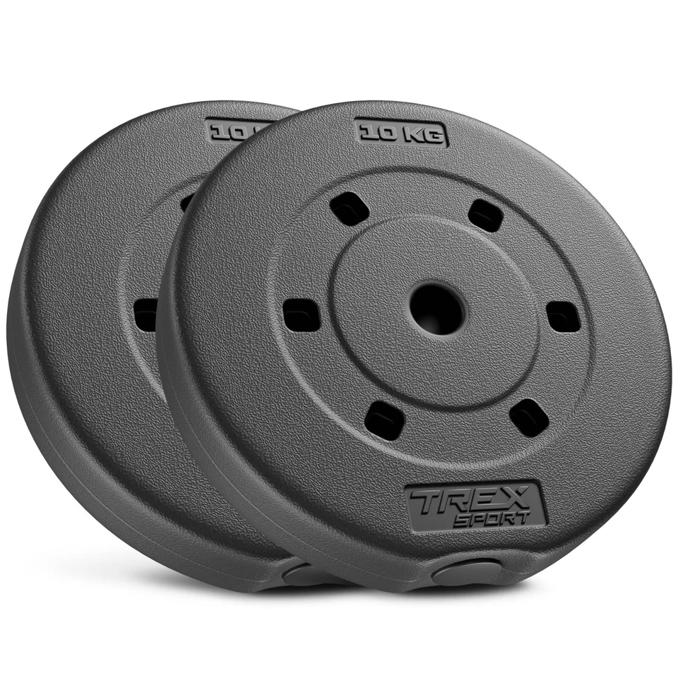 Hantelscheiben Set 20 kg (2x10kg) Kunststoff Gewichte 27 mm TX-020DS TREX SPORT