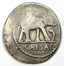 Julius Caesar AR Denarius Silver Elephant Coin 49 BC - VF (Very Fine)