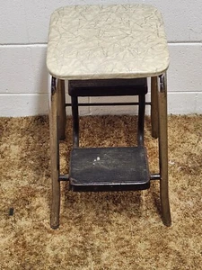 Step Stool Flip Seat Vintage Chair Prop Rough Bad Retro For Restoration Parts - Picture 1 of 22