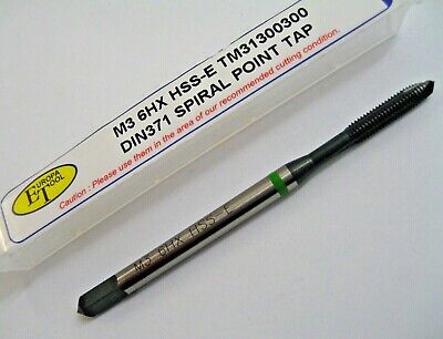 M3 X 0.5 SPIRAL POINT TAP GREEN RINGED 6HX DIN371 EUROPA TOOL TM31300300  P13 • 8.43£