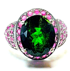 5,05 ct NATÜRLICHES CHROMDIOPSID, ROSA RUBIN RING, 925 STERLINGSILBER. GRÖSSE 7,25. - Bild 1 von 11
