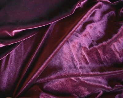 BURGUNDY   VELVET 2 WAY STRETCH POLYESTER FABRIC  BY THE YARD - Image 1 of 2