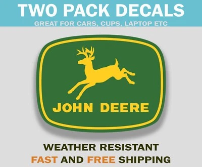 Two John Deere Classic 4-Leg Deere Stickers John Deere Green Tractor Decal X2 - Image 1 of 2