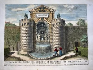 1691 Giov. Fr. Venturini (1650-1710) Fontain in Belvedere Gärten Vatikan Rom - Bild 1 von 2