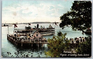 Vtg Portland Maine Steamer Pilgim at Landing Peaks Island 1905 View Postcard - Picture 1 of 2