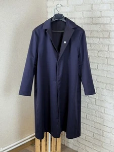 Mens Seya Japanese Wool Cashmere Blue Reversible Long Coat Jacket Size S - Picture 1 of 21