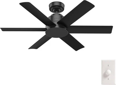 Hunter 59613 44" Indoor/Outdoor Ceiling Fan with Wall Control - Matte Black - Image 1 of 4