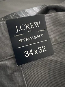 J.Crew Flex Straight Men’s 34x32 Gray Casual Flat Front Chino Pants NEW - Picture 1 of 16