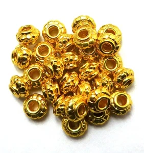 11 Pcs 7X4mm Large Hole Bead 18k Gold Plated - Picture 1 of 4