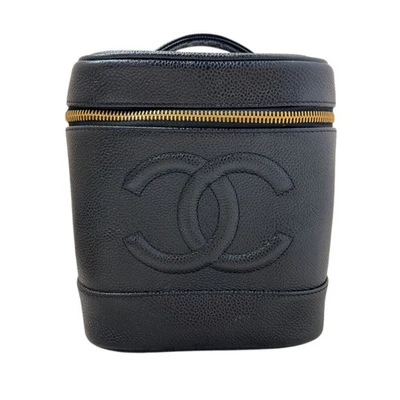 Bolso de mano Chanel Vanity A01998 cuero caviar negro dorado herrajes #OK3552 Foto 1 de 4