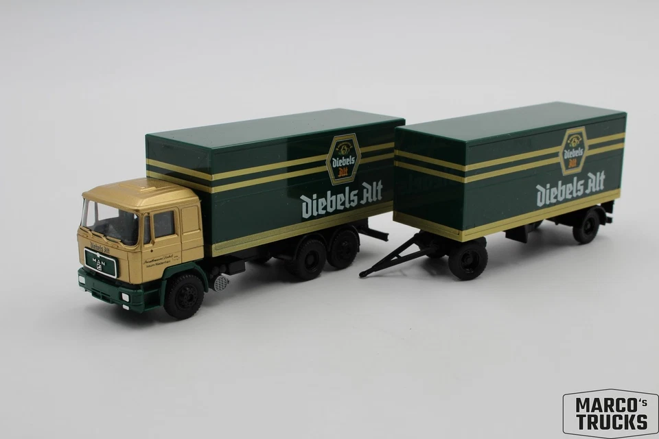 Herpa MAN F90 beverage box drawbar truck "Diebels Alt Issum" 1:87 /H25911 - Image 1 of 1