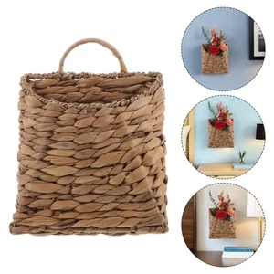 Cesta tejida para puerta delantera: cesta colgante de pared de pastos marinos decorativa montada en boho - Imagen 1 de 12