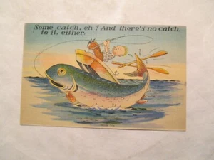 Postcard Comic exaggerated Some Catch Eh Fish Fishing - Picture 1 of 2