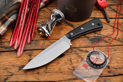 Hoja de acabado caído ATC Rifleman con asas Richlite negras y funda de cuero Foto 1 de 4