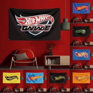 Hot Wheels Auto Corsa Gioco Bandiera Bandiera Arazzo Appeso Parete Garage Decorazione 3x5Ft - Foto 1 di 26