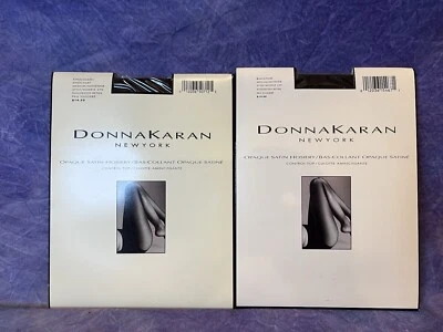 Medias Donna Karen New York Talla Pequeña Negro y Chocolate Estilo 270 Opaco Satén Foto 1 de 4