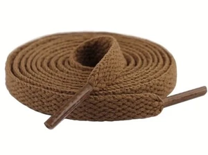 Brown Flat Shoe Laces Boots Trainers Football Shoelaces Adult Kids - Picture 1 of 1