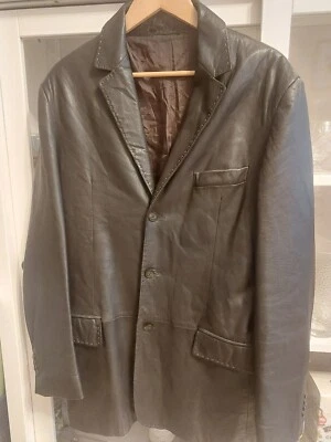 Versace leather jacket brown nappa lamb size 52 very soft in very good co - Image 1 of 4