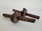 Antique Lot Of 2 Wood & Brass Scribes