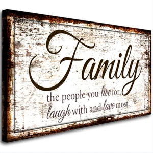 Inspirational Motto Family Canvas Wall Art Rustic Farmhouse Canvas Painting20x40 - Picture 1 of 7