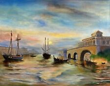 Views of Venice Original Painting oil , 18x14 inches, Colorful Wall Art Decor,