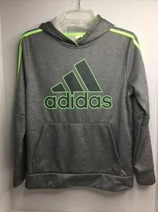 Boys' Active Sport Athletic Pullover Hooded Sweatshirt (Grey/Lime) Large 14/16 - Picture 1 of 8