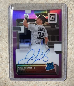 Gavin Sheets 2022 Donruss Optic #RRS-GS Rated Rookie Auto Purple Prizm # 145/150 - Picture 1 of 3