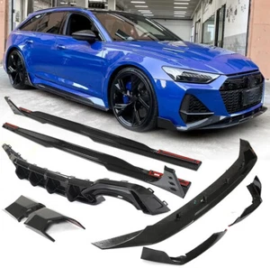 Difusor de parachoques trasero faldón lateral labio delantero de carbono seco para Audi RS6 RS7 C8 Avant - Imagen 1 de 18