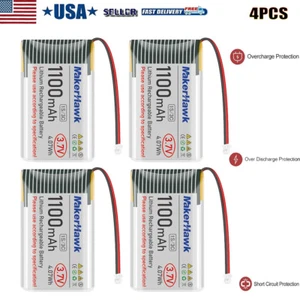 4x3.7V 1100mAh LiPo Battery 1S 3C 102540 w/Micro JST 1.25 Plug for Arduino ESP32 - Picture 1 of 8