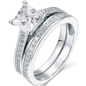 2 CT Simulated Princess Cut Diamond Women's Engagement Ring 925 Sterling Silver - Picture 1 of 6