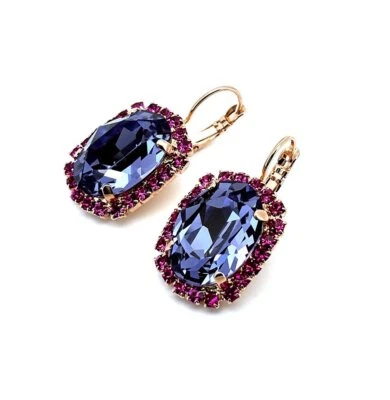 Pendientes de mujer Mariana encantadores cristales de Swarovski de tanzanita y fucsia Foto 1 de 4