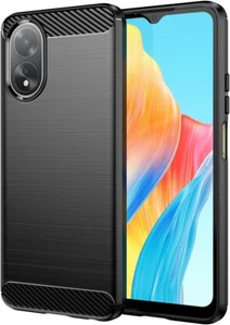 Pour OPPO A18 COQUE NOIR EN FIBRE DE CARBONE SILICONE ETUI HOUSSE ANTICHOC A 18 - Zdjęcie 1 z 7