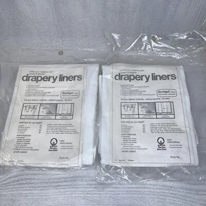 2x Vintage Cotton Drapery Curtain Liner, 68" W x 59" L, White, New SEALED! - Picture 1 of 9
