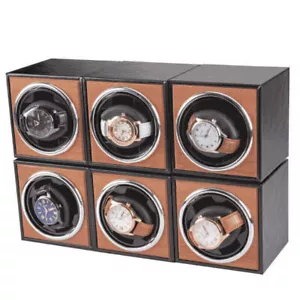 Vertical Leather Wood Electric Automatic Watch Winder Storage Display Watch Box - Picture 1 of 9