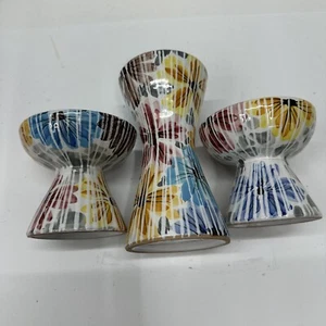 Vaso a righe floreali ceramica artistica italiana e 2 portacandele Made In Italy multi - Foto 1 di 9